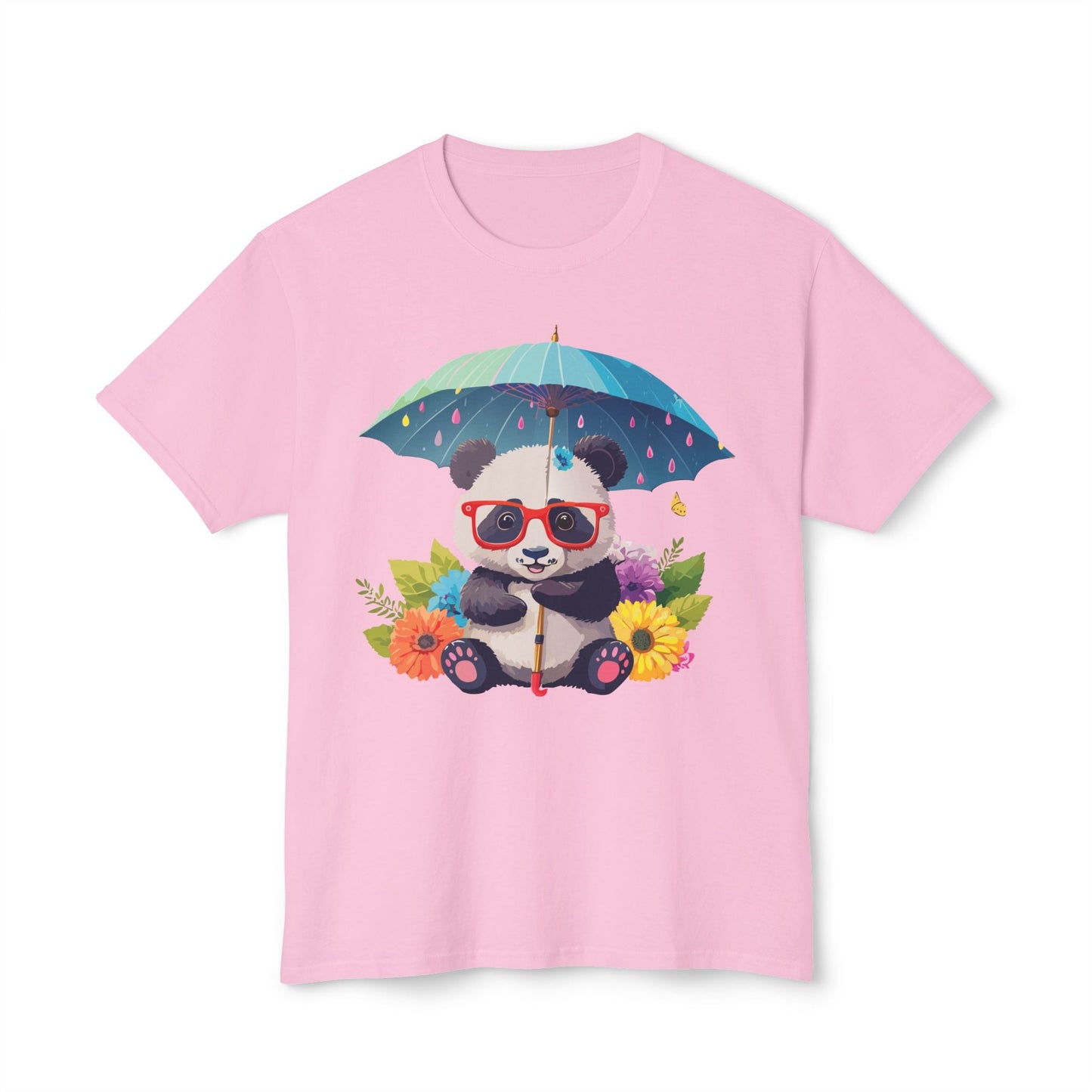 Panda Art T Shirt Unisex HD Cotton Tee With Floral Print Panda Design USA Printed Now