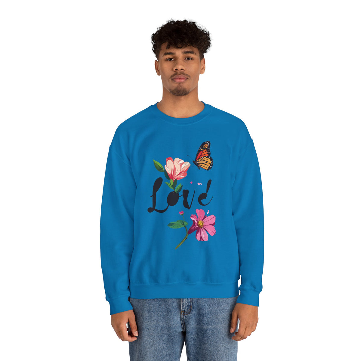 Floral Love Sweatshirt, Floral Butterfly Sweatshirt, Love Sweatshirt, Valentine's Day Sweatshirt, Floral Sweatshirt 120