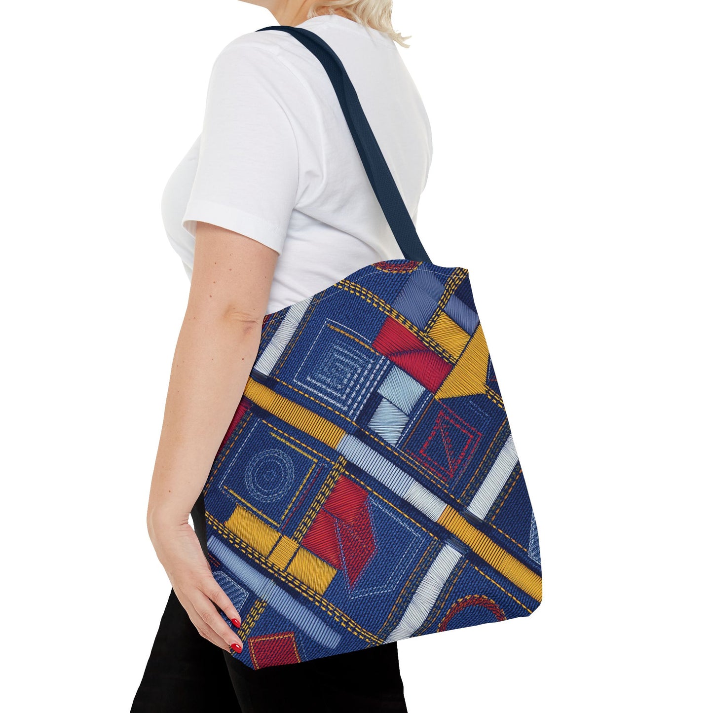 Denim Fabric Imitation Print Unisex Canvas Bag Poly Spun 3 Sizes Tote Bag 189-5