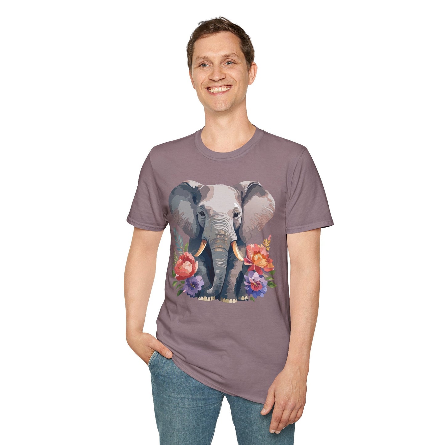 Elephant T Shirt Unisex Gildan Softstyle 64000 100 Percent Ring Spun Cotton Casual Tee
