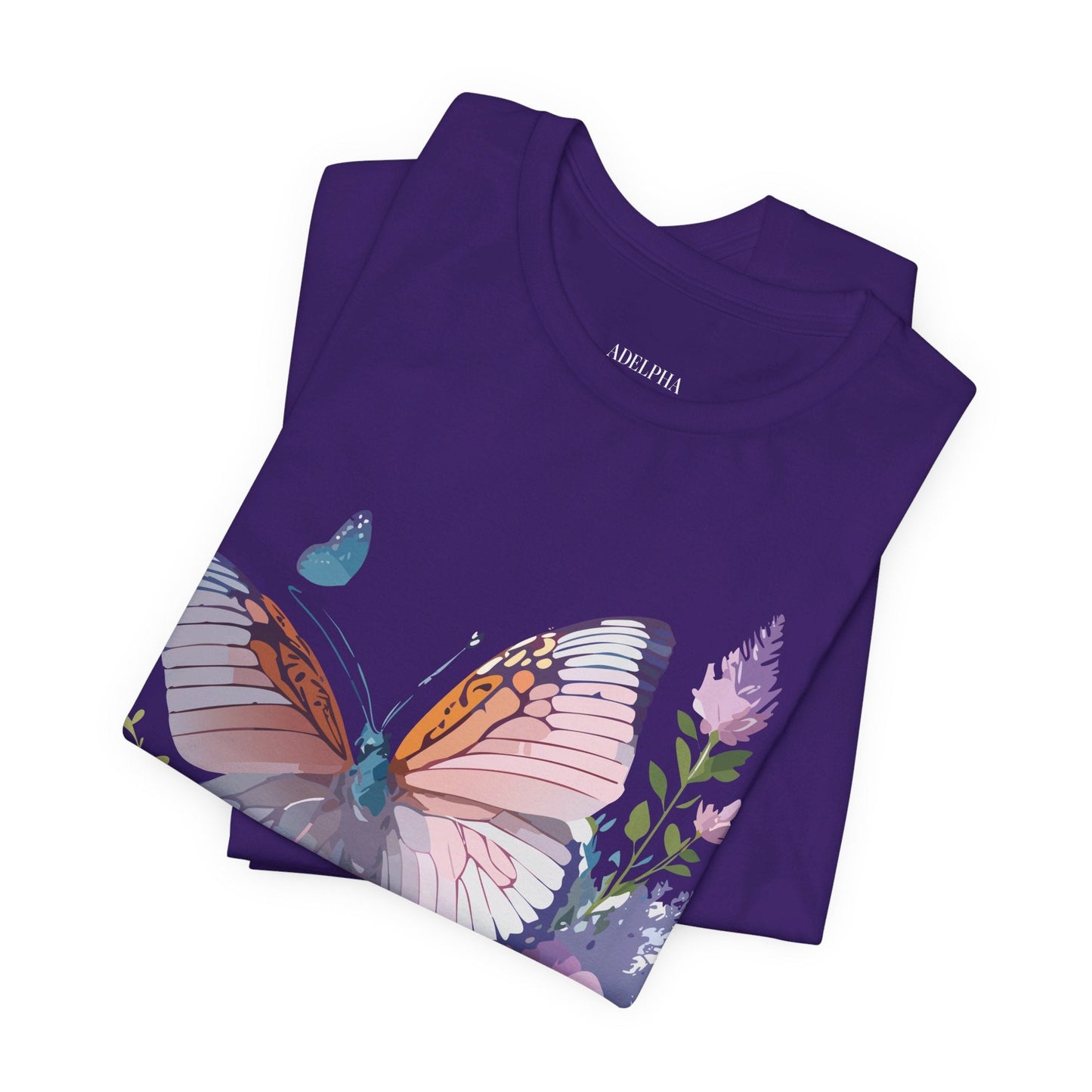 Butterfly Graphic Unisex 100 Cotton Lightweight Vintage Floral Design Jersey Tee 52