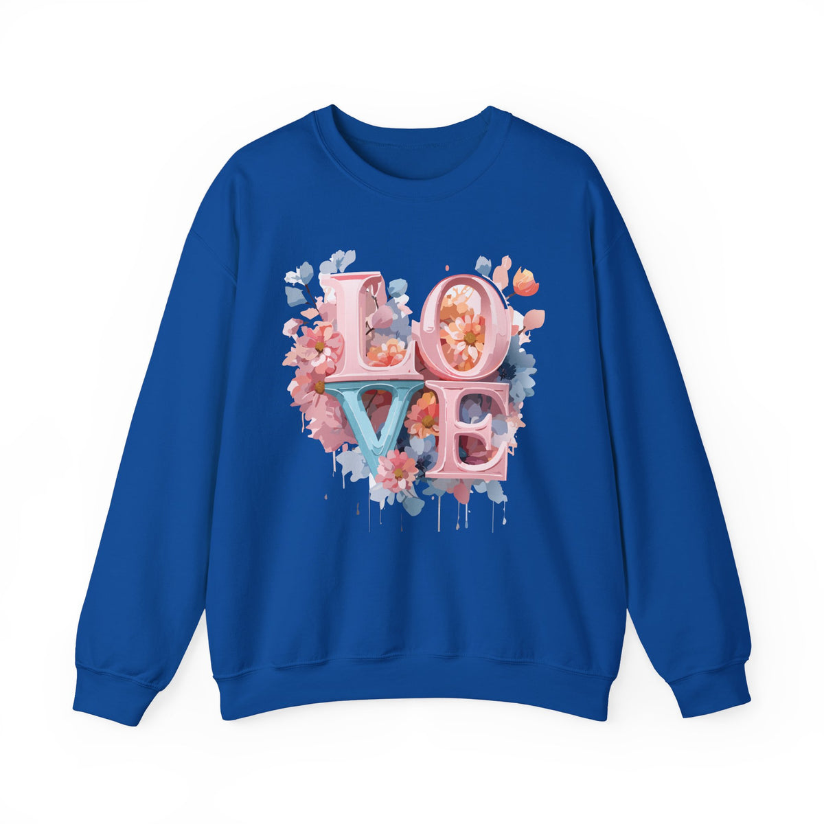 Floral Love Graphic Valentine's Day Sweatshirt Unisex 50/50 Cotton-Poly Sweatshirt w62
