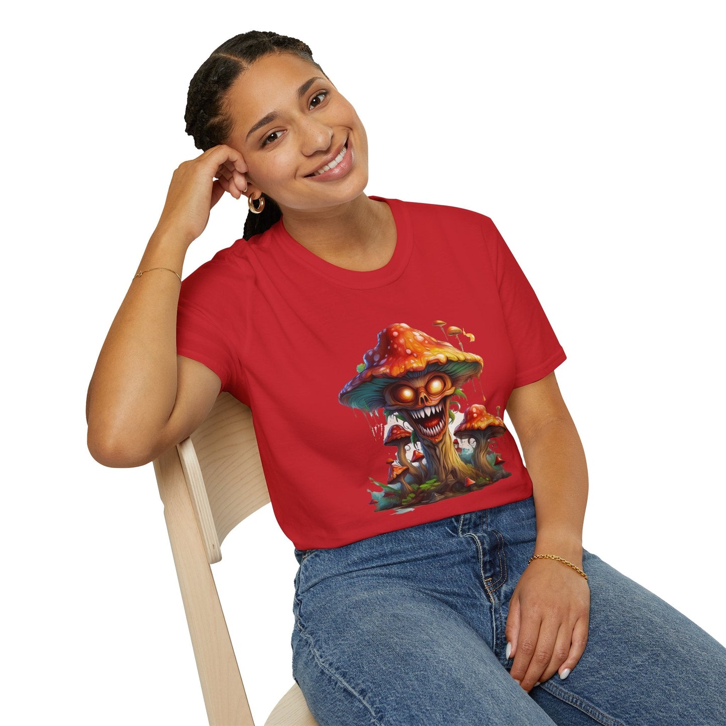 Funny Mashroom Graphic Unisex Softstyle Cotton With Cartoon Illustration Design 4