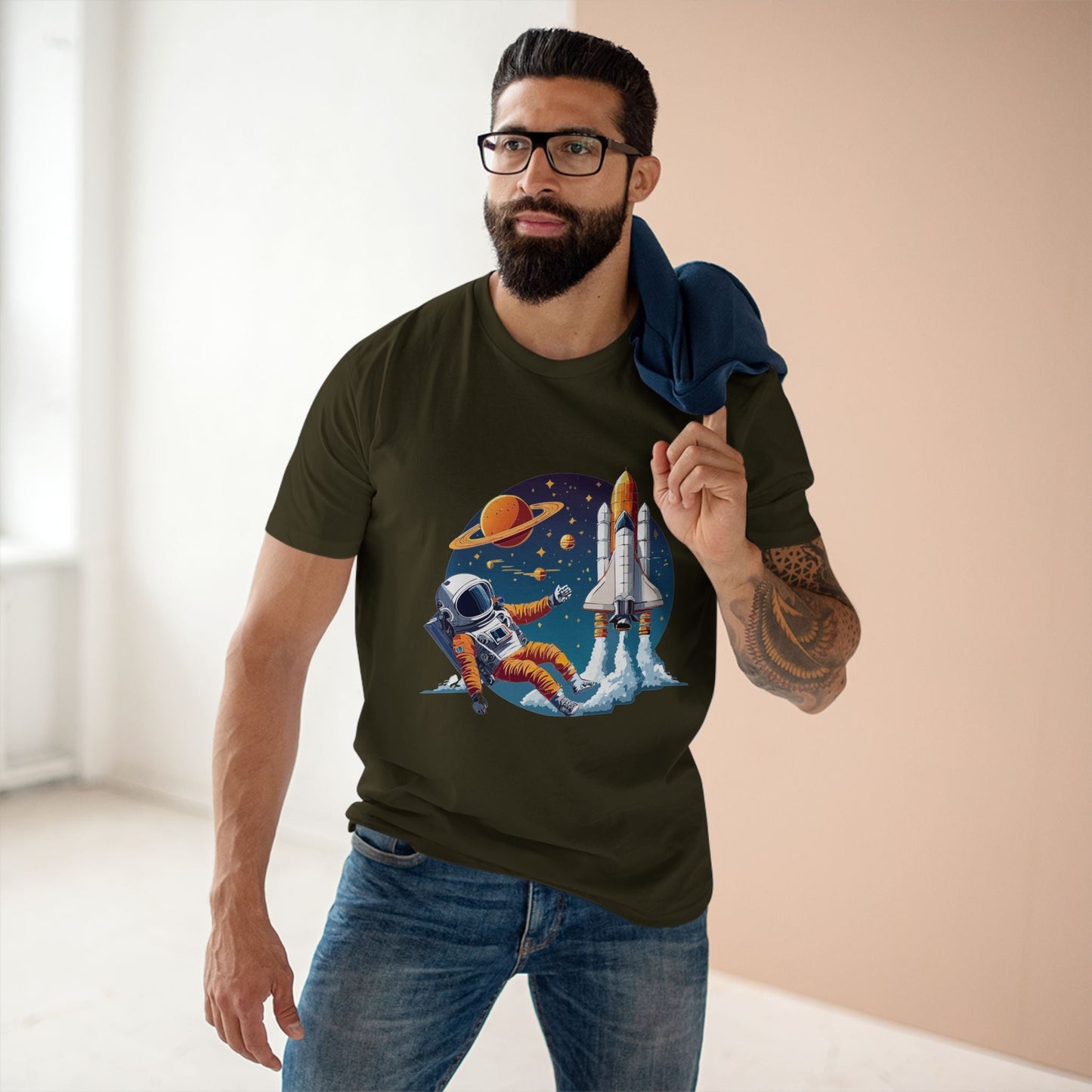 Cosmos Astronaut Shirt CS 24 Unisex Premium Cotton Tee With Original Art Design Retro2Nova
