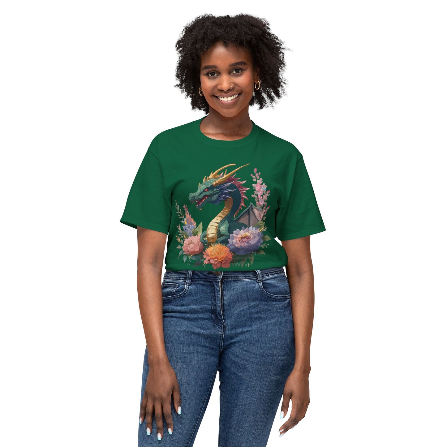 Dragon T-Shirt, Vintage Dragon Tee, Floral Tees, Dragon Art Design Shirt, Tee Shirt with Dragon 7