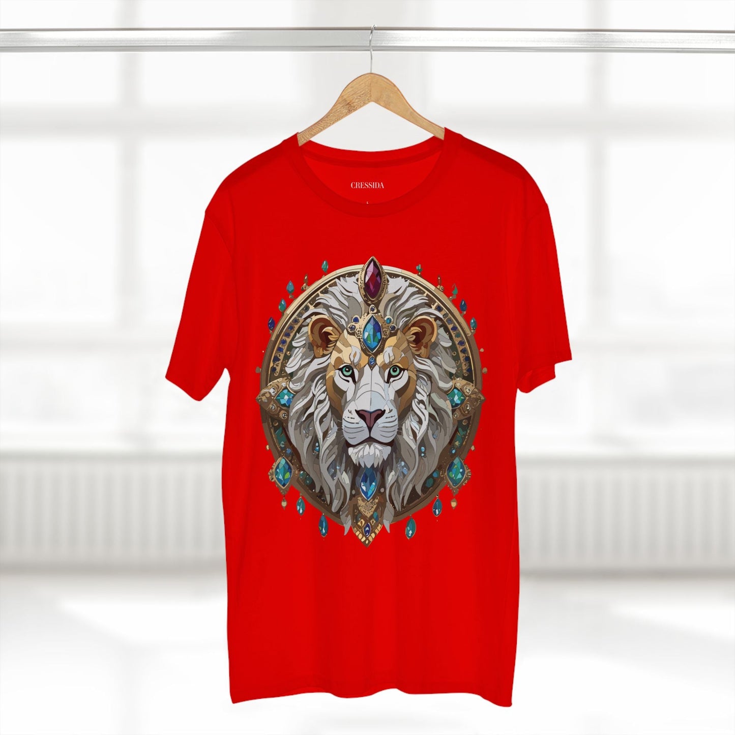 Lion Graphic Unisex 100 Cotton Tee With Unique Animal Golden Medallion Art Design 60