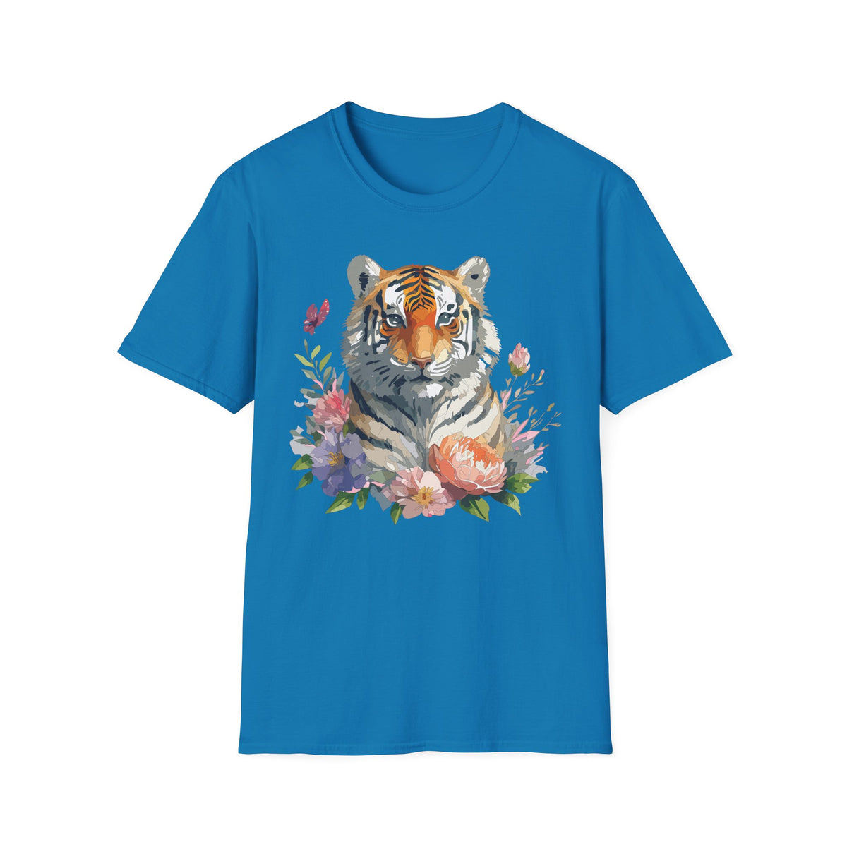 Watercolor Tiger Floral T-Shirt | Tiger Portrait Tee