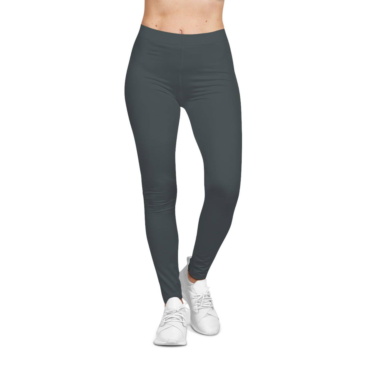 Iron Grey Color Women's Poly-Span Casual Leggings Print Everyday Activewear Pants