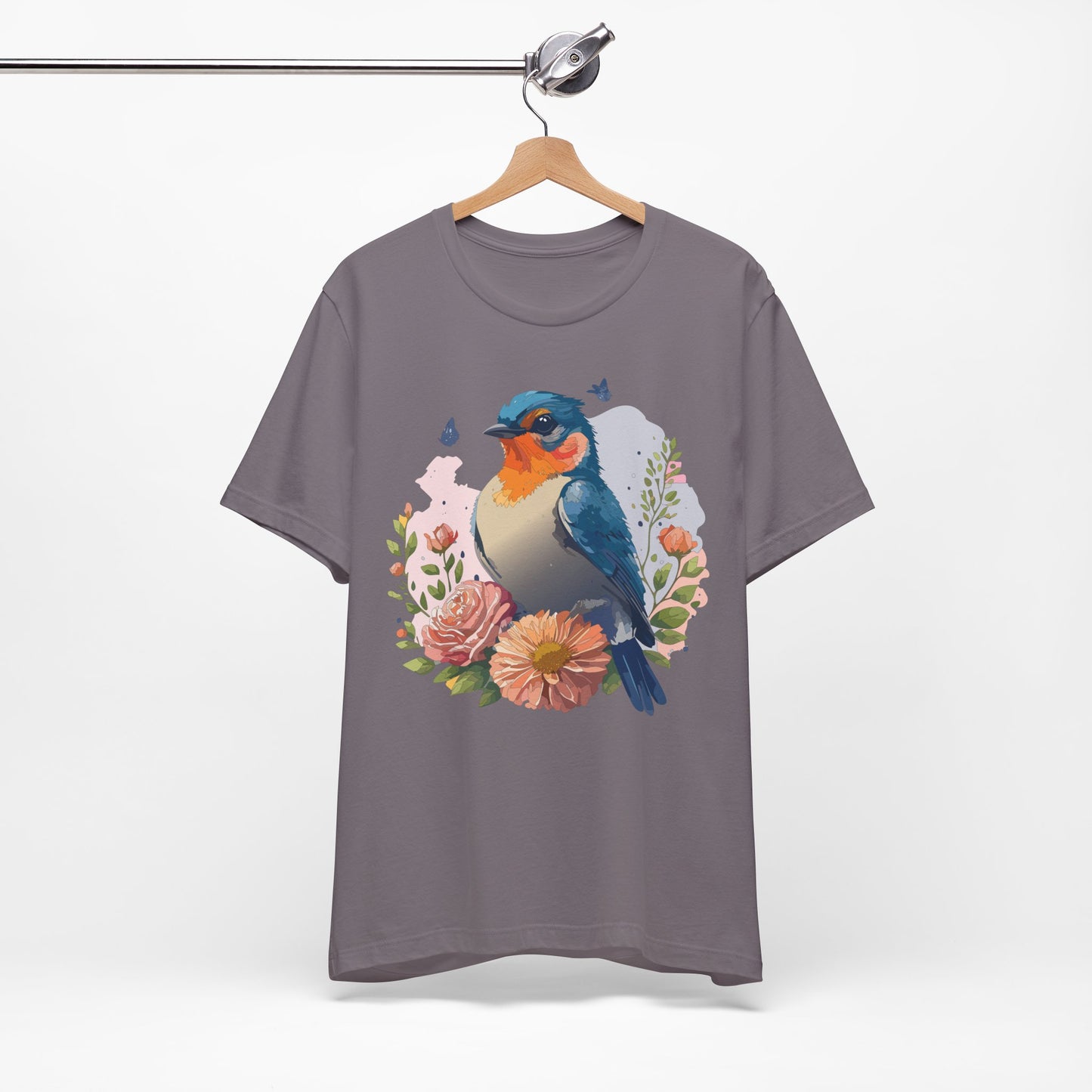 Floral Bird Tee, Animal Shirt, Bird Shirt, Floral Tee, Flower T-shirt, T-Shirt with Animal