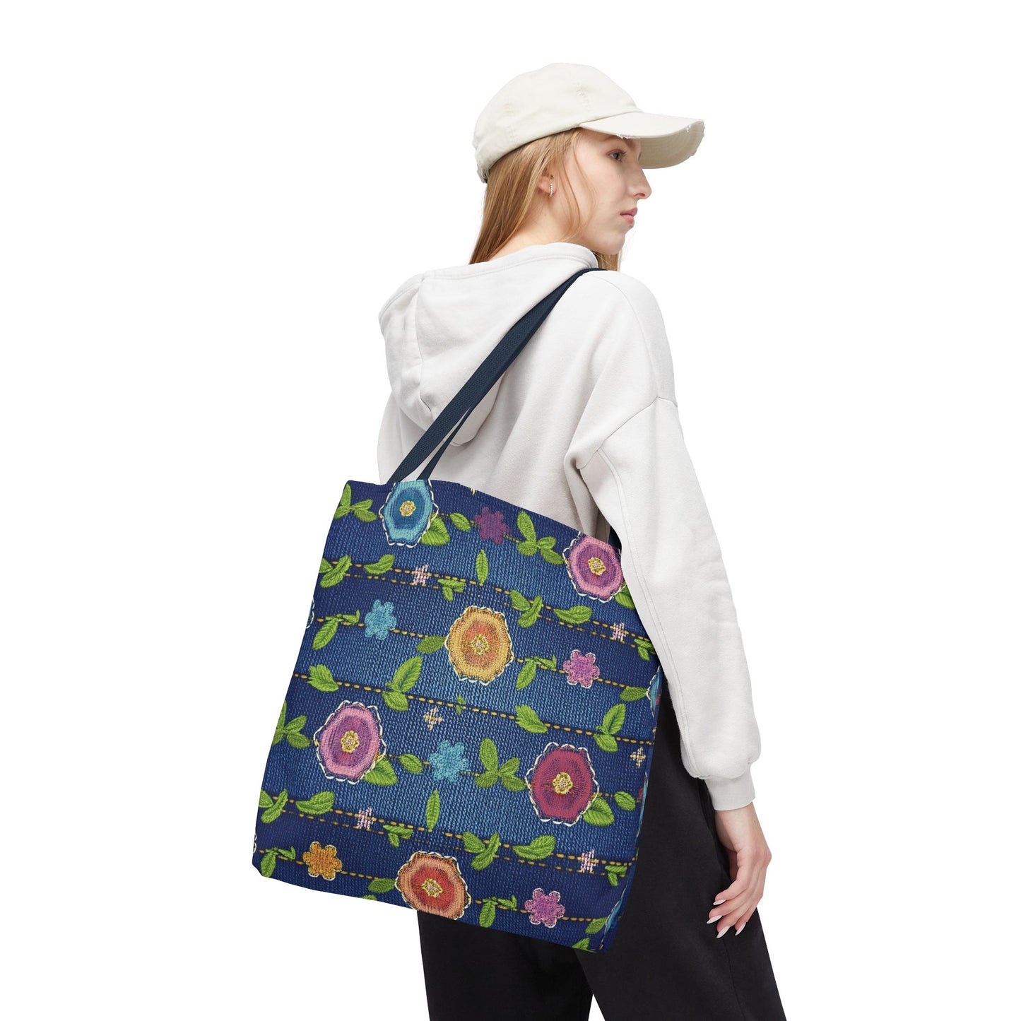 Denim Fabric Imitation Print Unisex Canvas Bag Poly Spun 3 Sizes Tote Bag 134