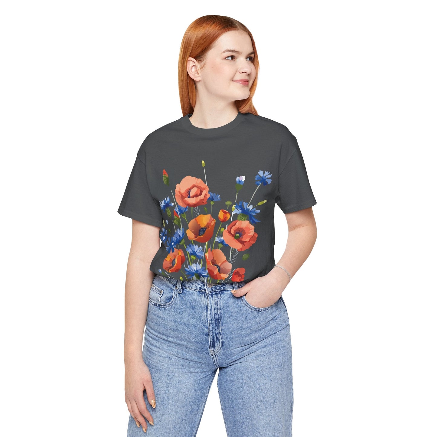 Unisex Floral Shirt Floral Print Tee Lightweight Breathable Fabric Short Sleeve Casual Wear