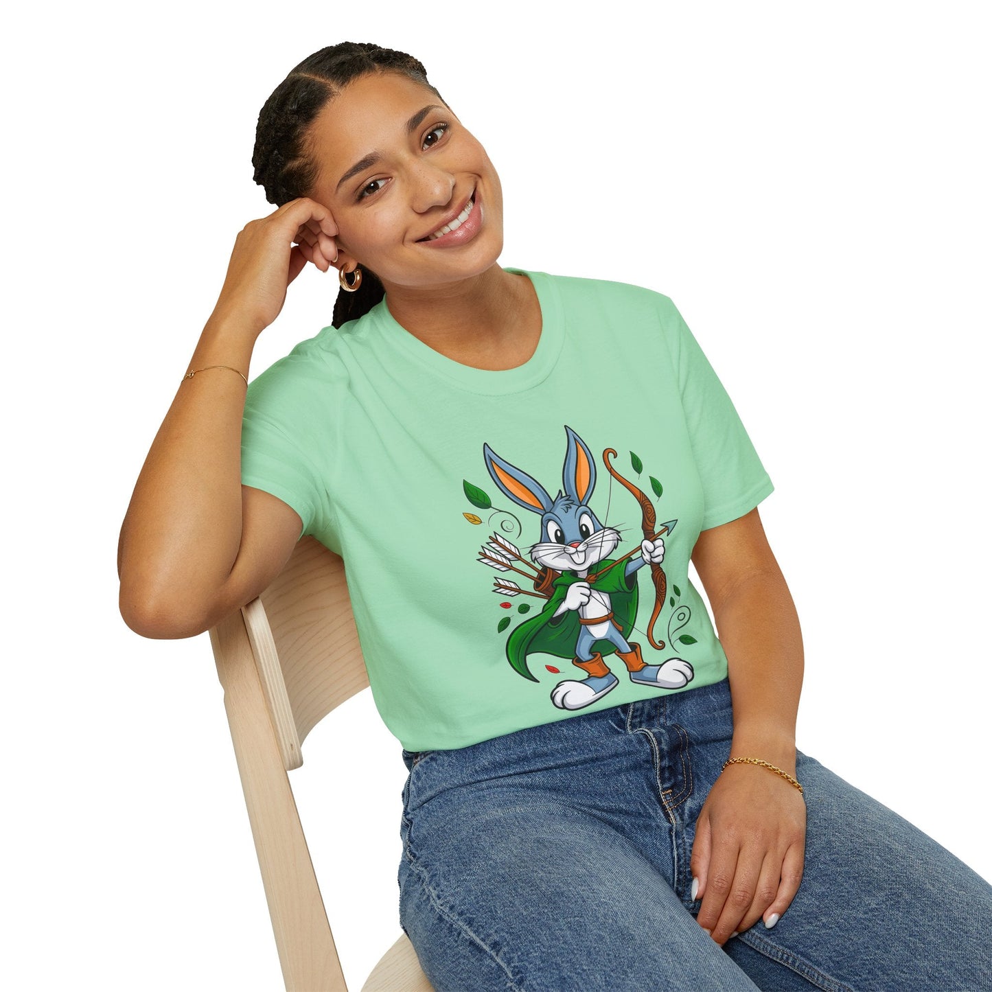 Cartoon Bunny Graphic Unisex Cotton Animal Animation Artwork Design Tee 2