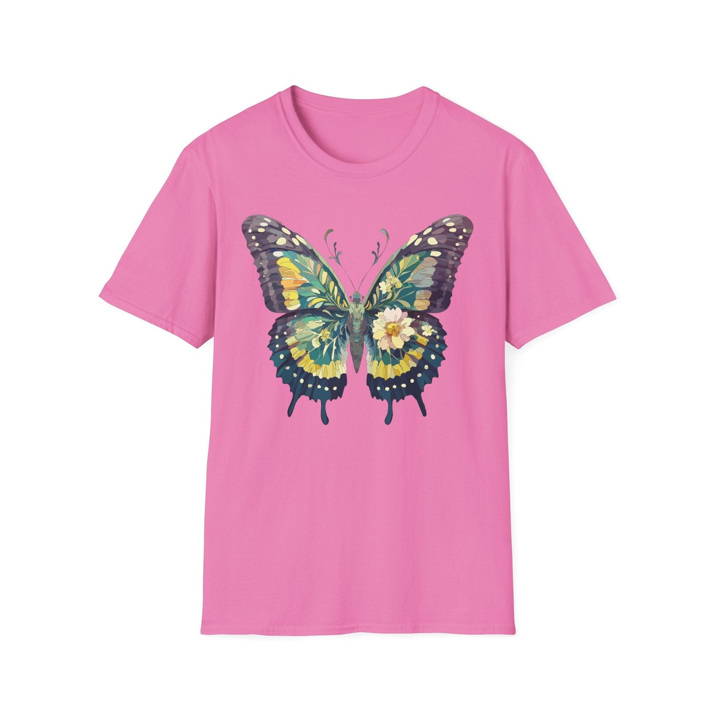 Butterfly Shirt Unisex Monarch Print T Shirt Gildan Softstyle 64000 Lightweight Tee