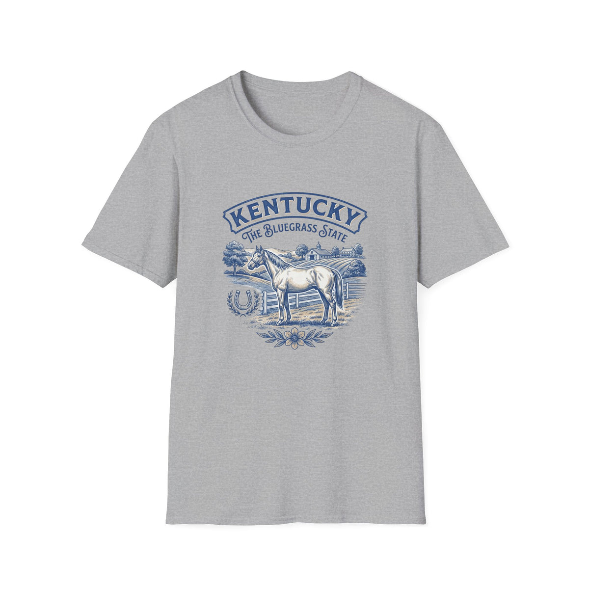 Kentucky Horse & Bluegrass State Travel Tourist Graphic Design Unisex 100 Cotton Gildan T-Shirt