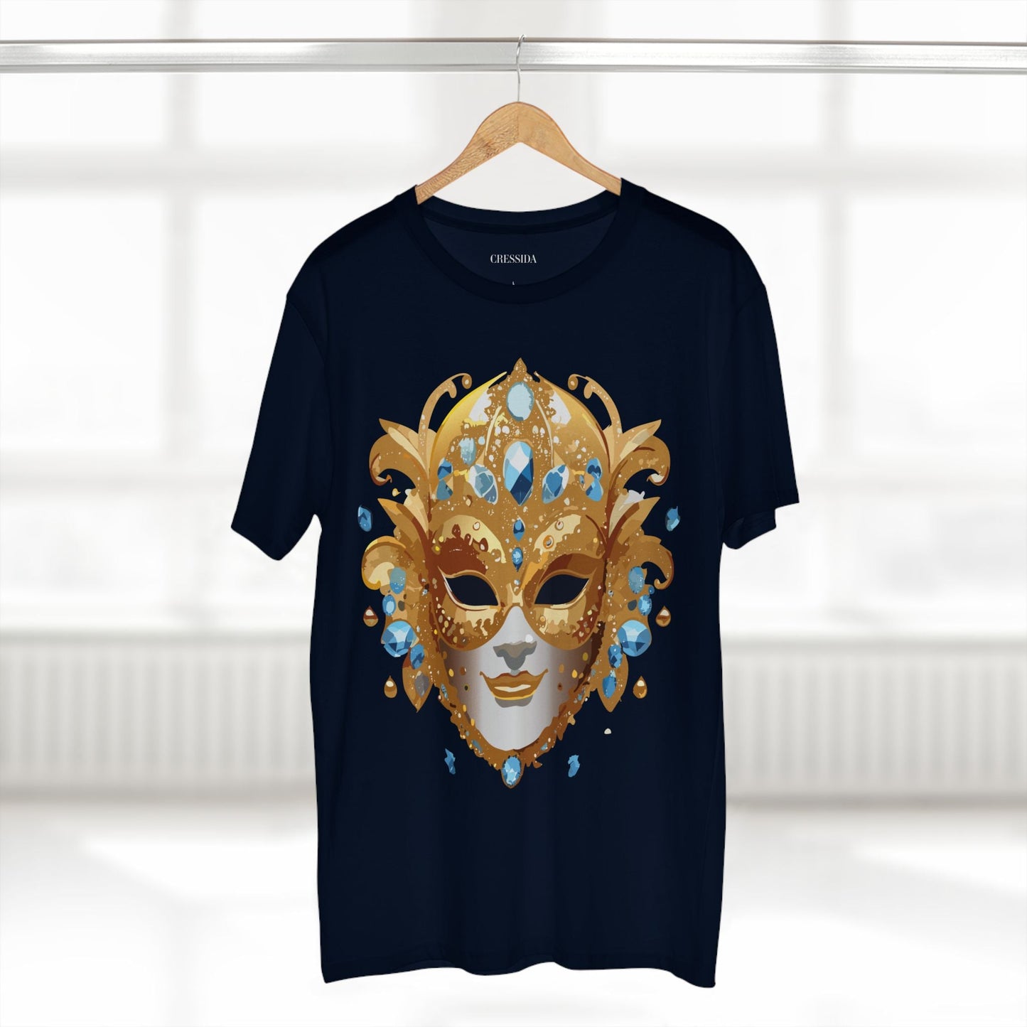 Carnival Mask Graphic T-Shirt Unisex 100 Cotton With Antique Gold Art Design Tee 21