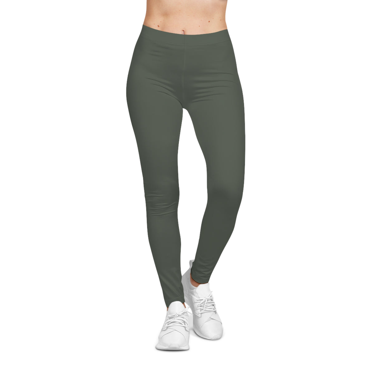 Ebony Olive Color Women's Poly-Span Casual Leggings Print Everyday Activewear Pants