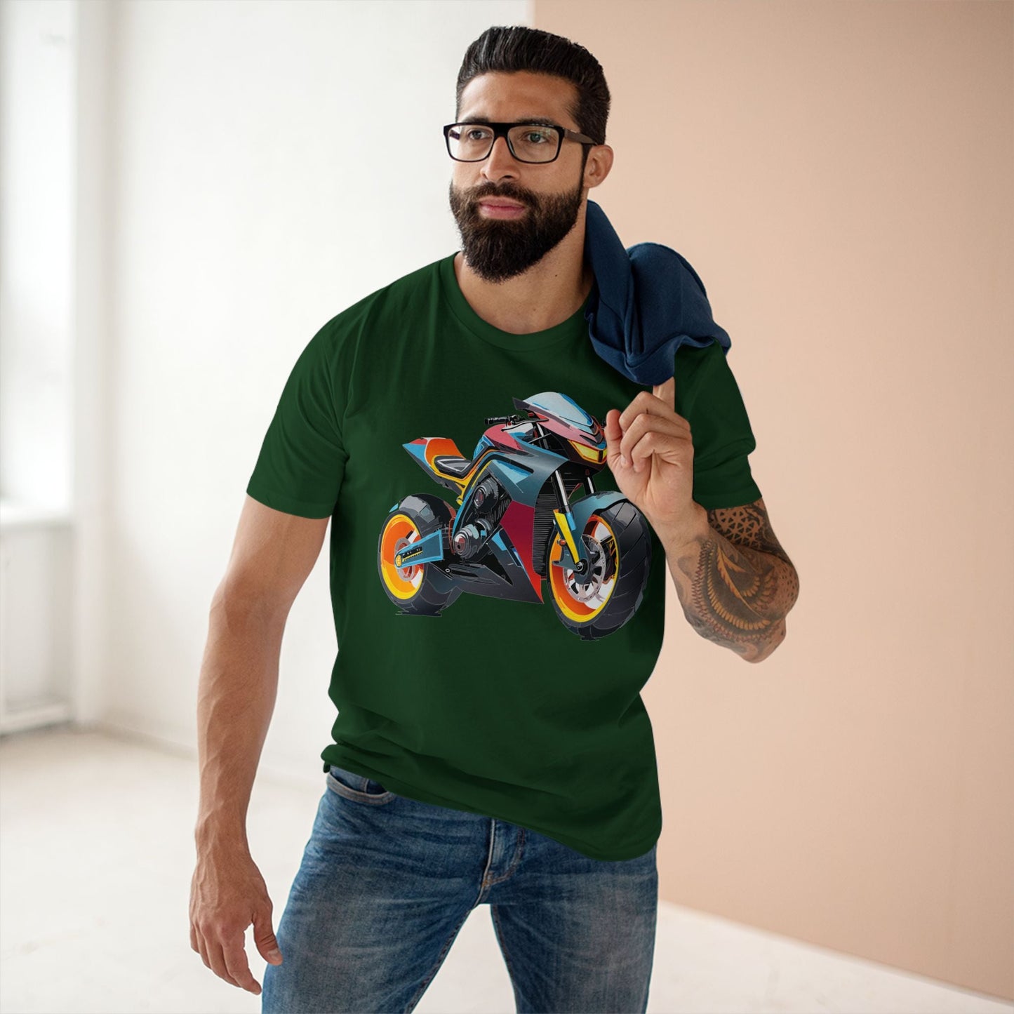 Moto Bike Graphic Unisex 100 Cotton Staple Tee 33