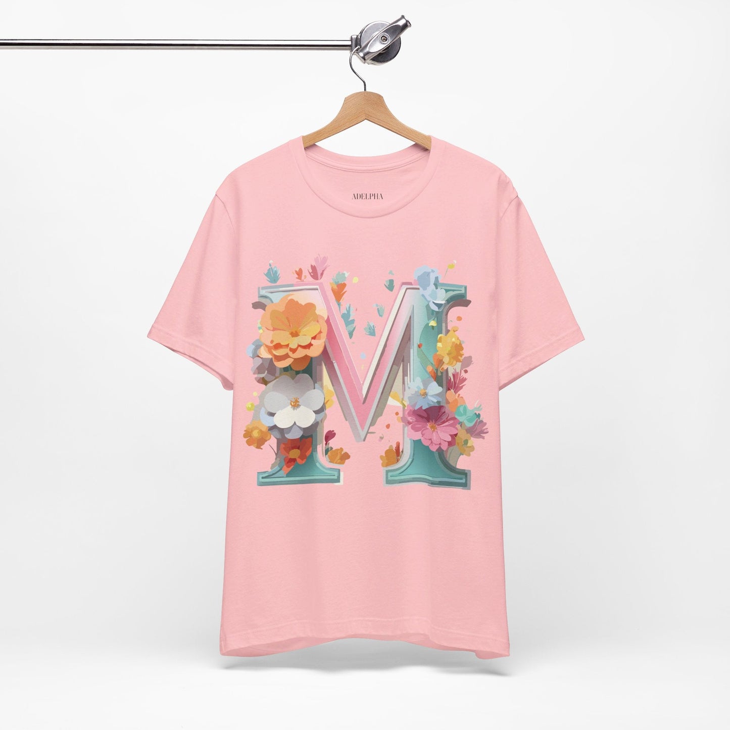 Letter M Graphic Tee Unisex Short Sleeve Shirt By Adelpha Vintage Artwork Design