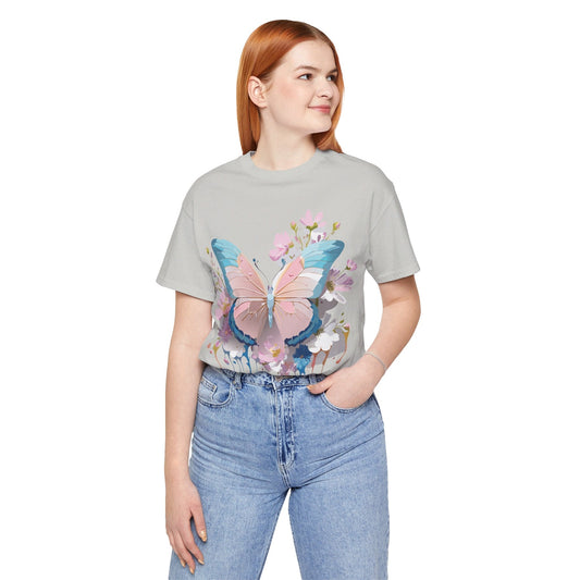 Butterfly Graphic Unisex 100 Cotton Lightweight Vintage Floral Design Jersey Tee 26