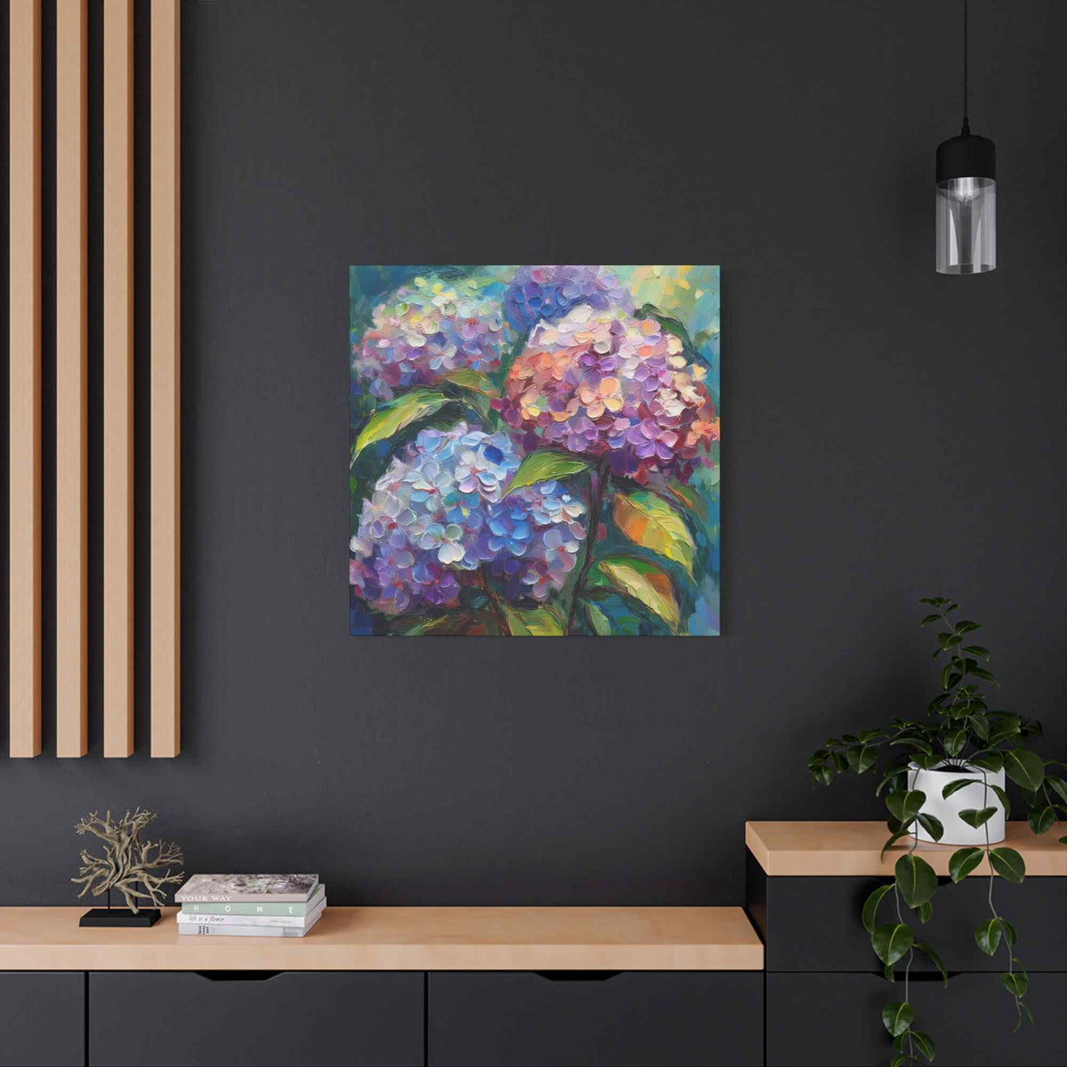 Hydrangeas Print Canvas, Flowers Oil Paint Print 20x20, 24x24, 30x30, 32x32, 36x36, Floral Art Design Print Non-Frame MC-27