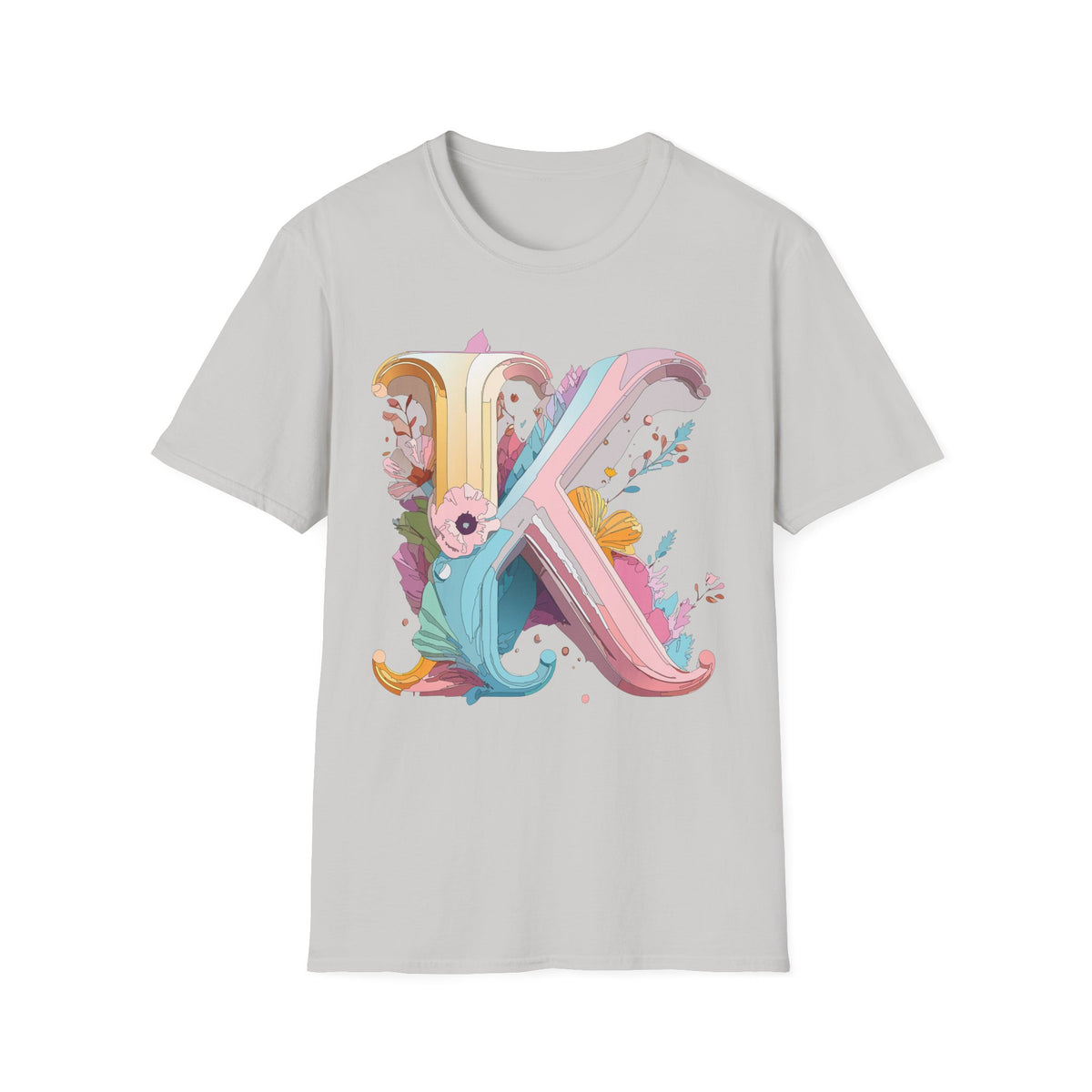 Floral Letter K T-Shirt | Botanical Monogram Tee