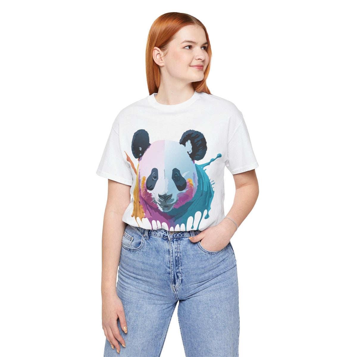 Panda Graphic Unisex Cotton Bella+Canvas Tee with Art Animal Design e147