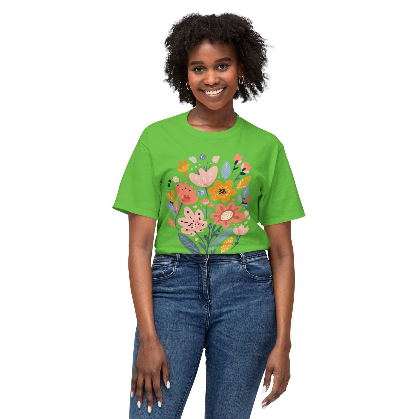 Unisex HD Cotton Floral Art Print T Shirt With Vintage Flowers Design Tee Premium Quality