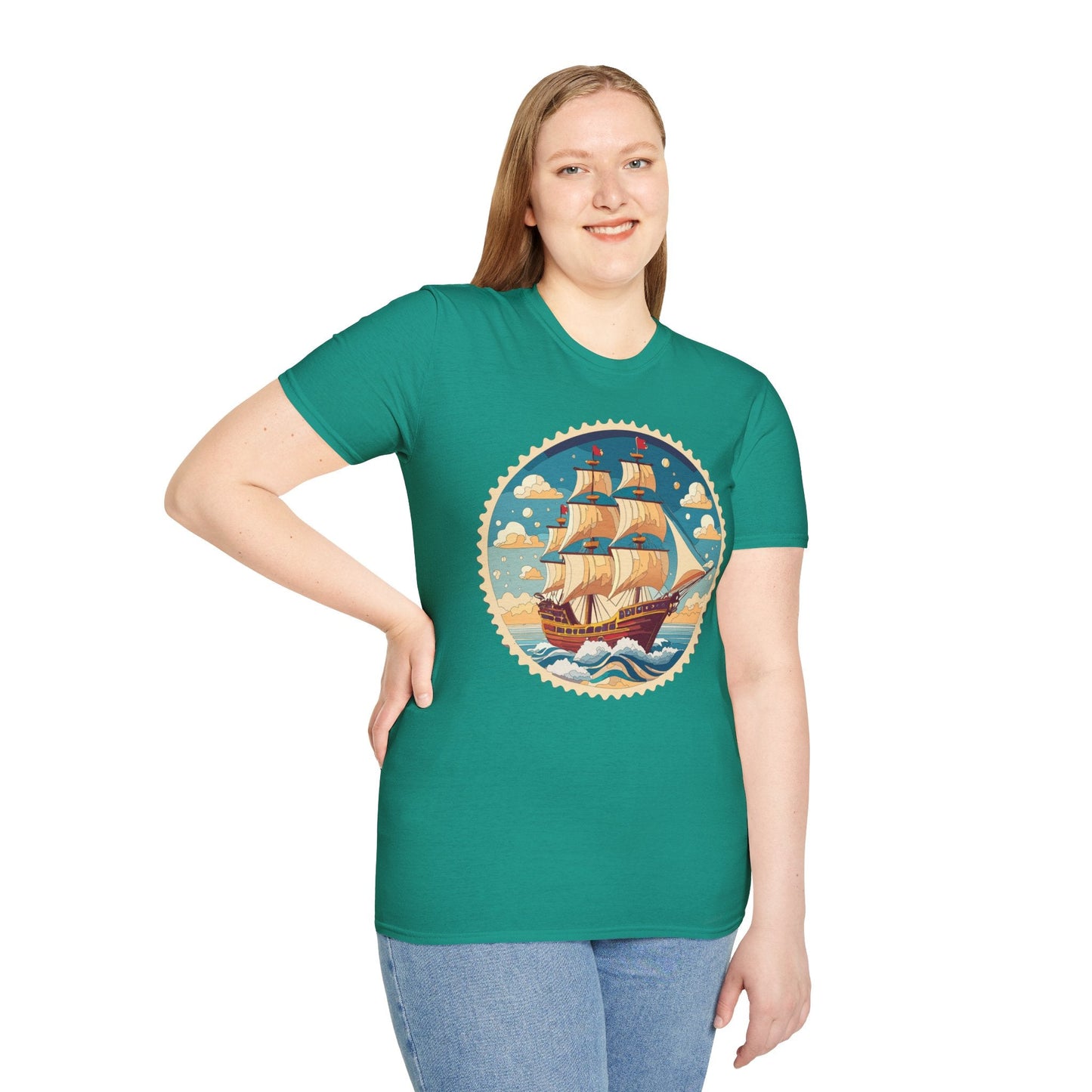 Frigate Ship T Shirt Unisex Short Sleeve 100 Percent Ring Spun Cotton Soft Tee Gildan 64000