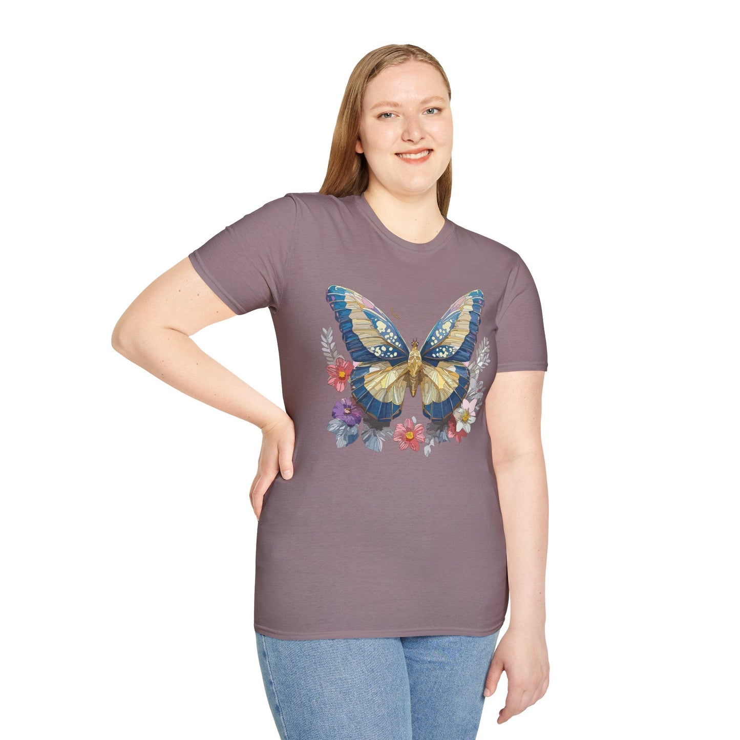 Butterfly Unisex Short Sleeve Tee Shirt Gildan Softstyle 64000 Monarch Design Graphic Tee