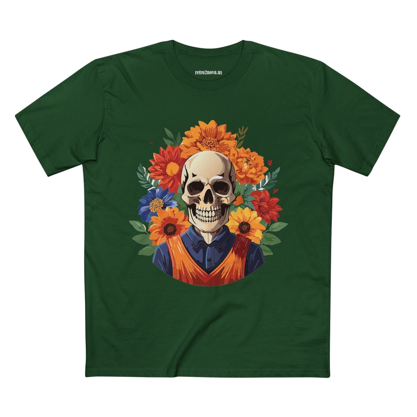 Skull Shirt Skeleton Shirt Unisex Premium Cotton Tee Original Art Design Retro2Nova
