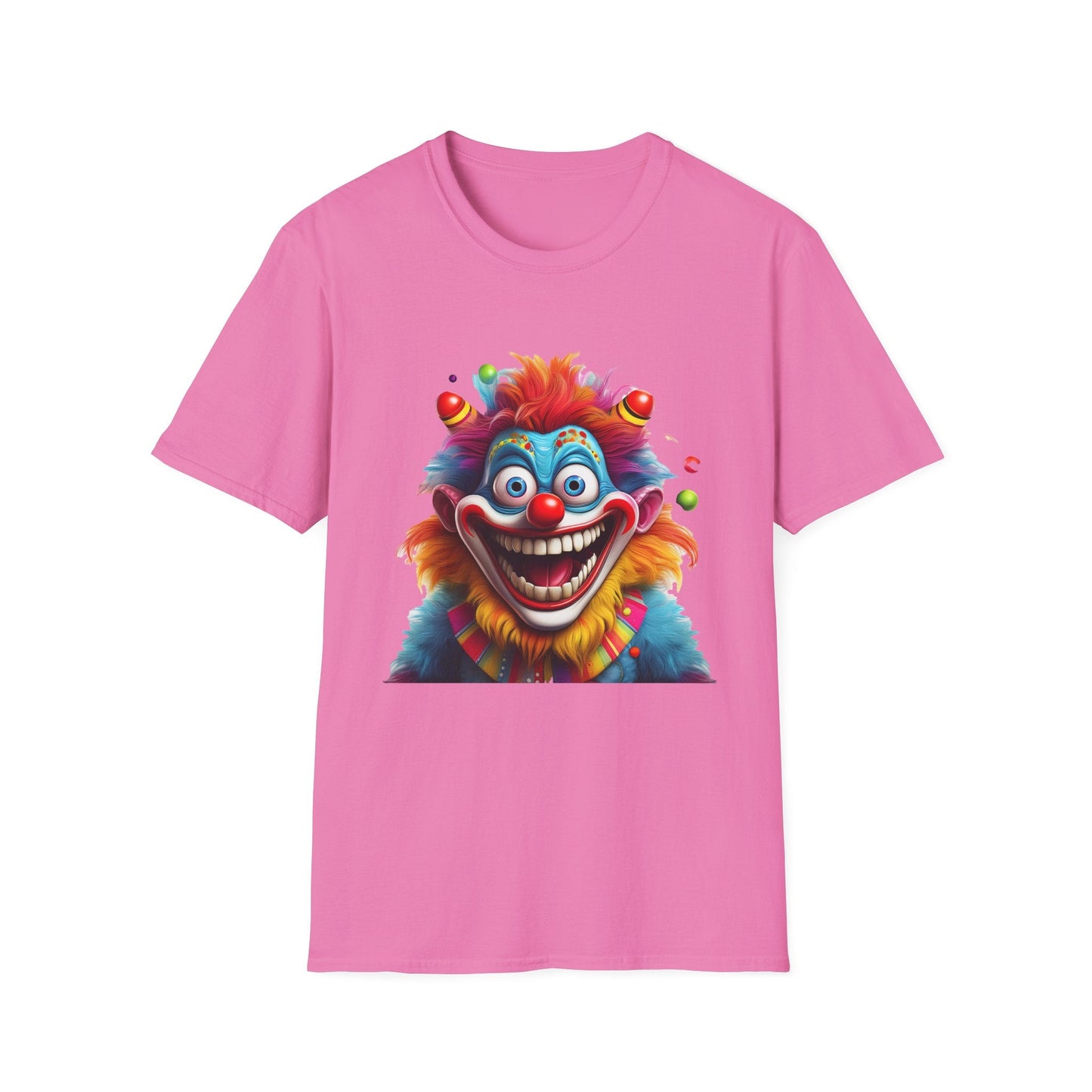 Clown Themed Unisex T Shirt Funny Man Circus Scary Man Tee Gildan Softstyle 64000 Cotton