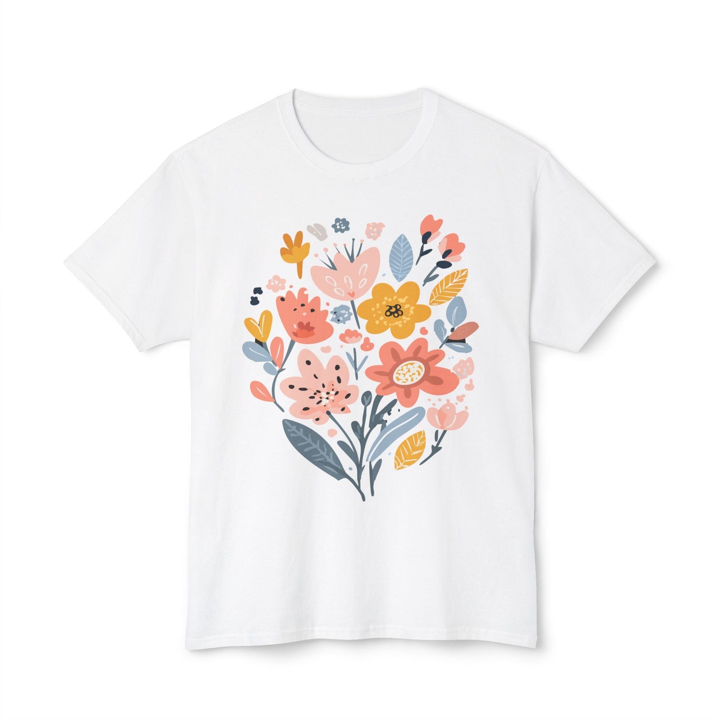 Unisex HD Cotton Floral Art Print T Shirt With Vintage Flowers Design Tee Premium Quality