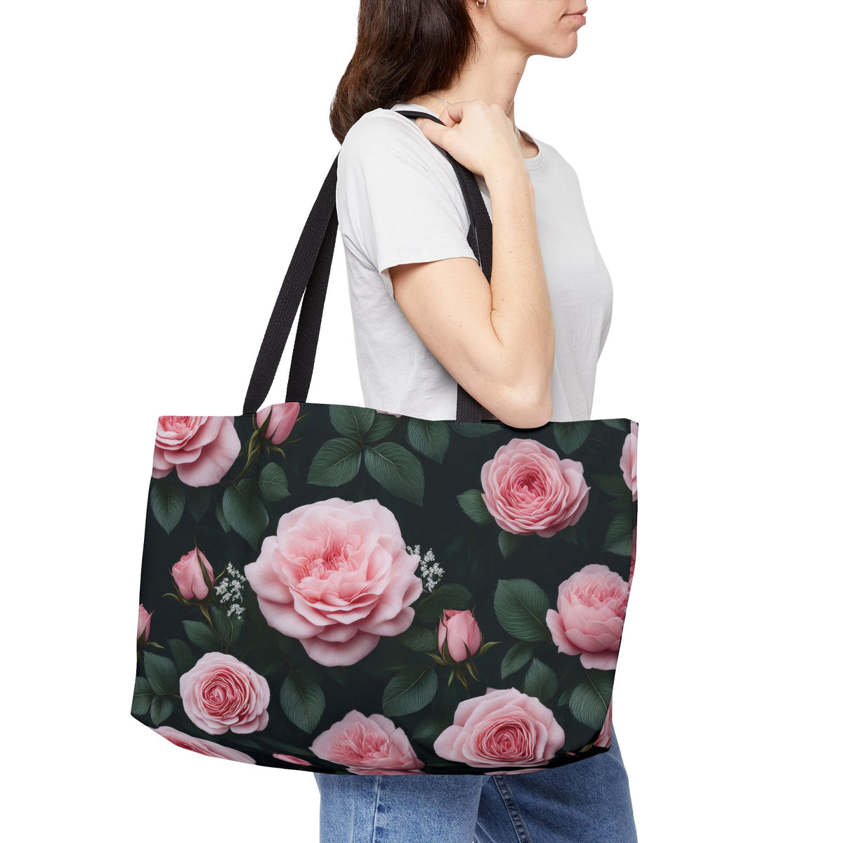 Floral Print Poly Canvas Weekender Bag 9