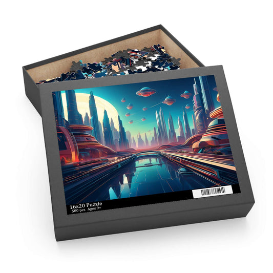 Sci-Fi City Puzzle 500-Chipboard Pieces in Box | Kids Puzzles Size: 16" x 20",  Ages 9+ and Family pn53