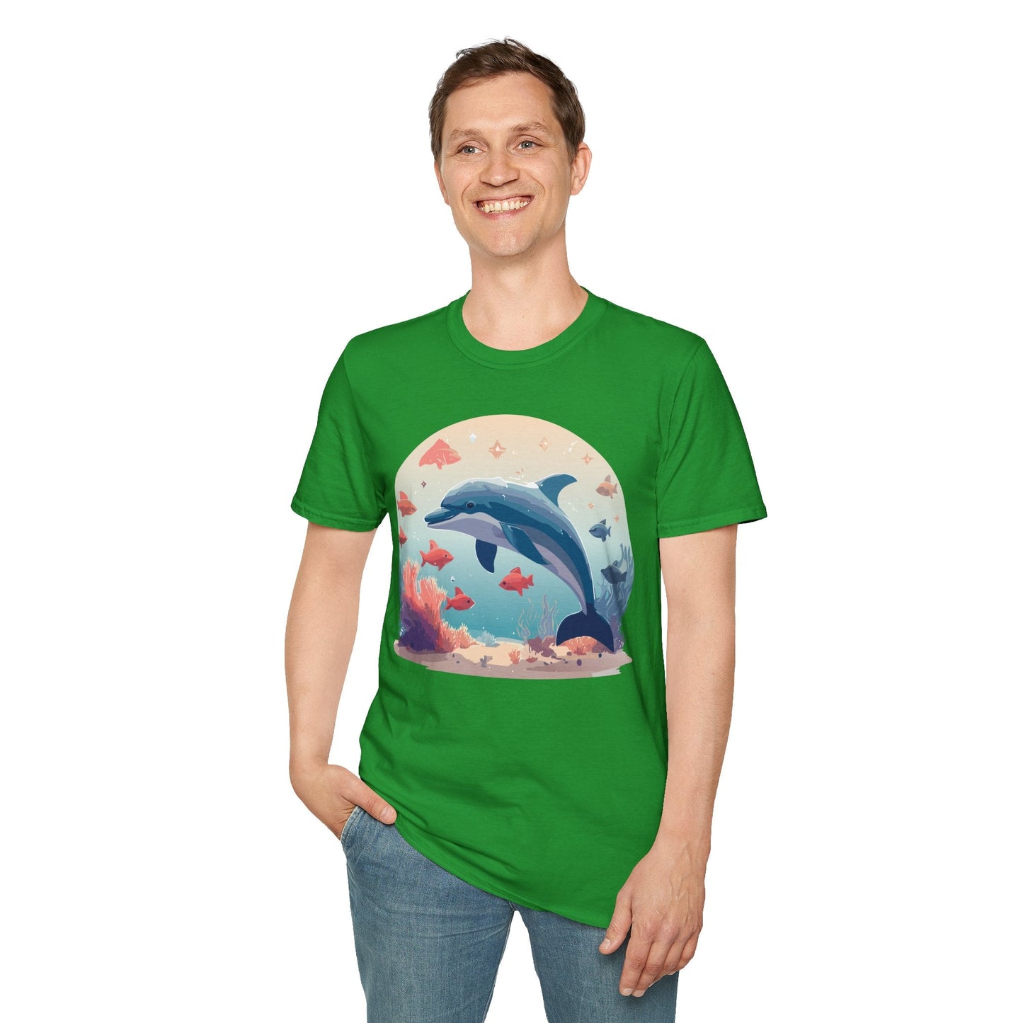 Dolphin Shirt Unisex Softstyle Tee 64000 Gildan 100 Percent Ring Spun Cotton For Everyday Comfort