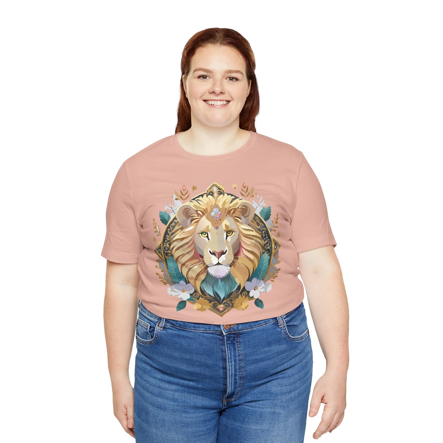 Unisex Lion Graphic Tee, Animal Shirt, Tee Shirt with Lion, Medallion T-Shirt, Animal Medallion Tees 2