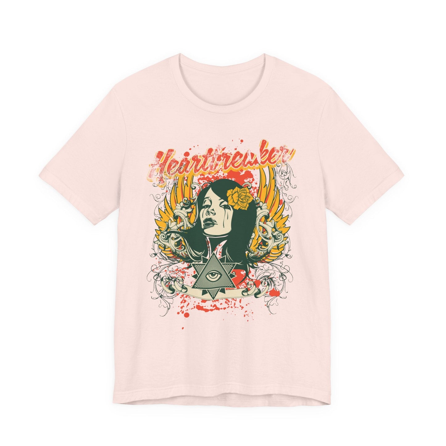 Heartbreaker Illustration Tee Retro Femme Portrait Floral Skull Graphic T-Shirt