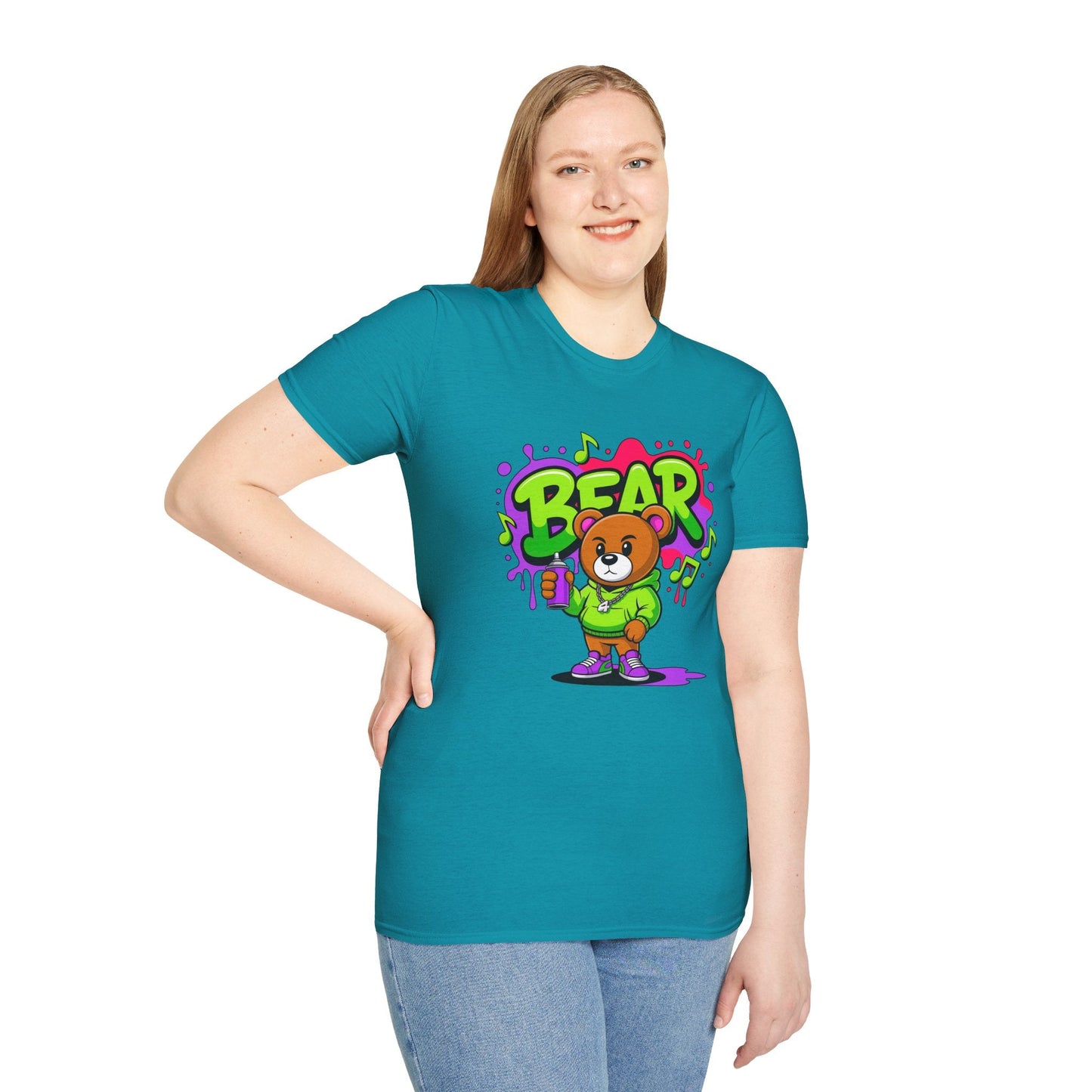 Cartoon T Shirt With Animation Funny Animals Tee Gildan Softstyle 64000 100 Percent Ring Spun Cotton