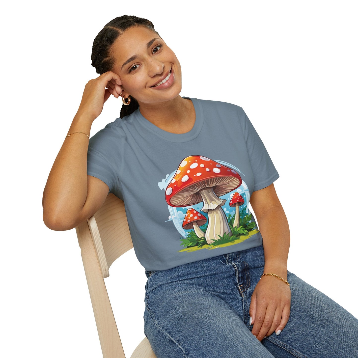 Funny Mashroom Graphic Unisex Softstyle Cotton With Cartoon Illustration Design 20