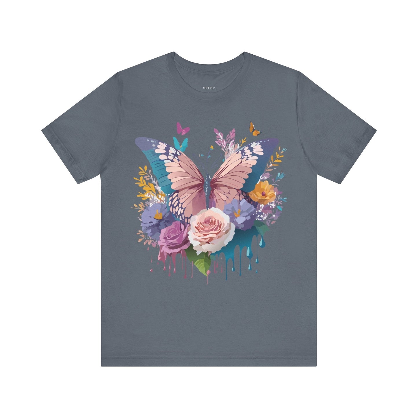 Butterfly Graphic Unisex 100 Cotton Lightweight Vintage Floral Design Jersey Tee 43