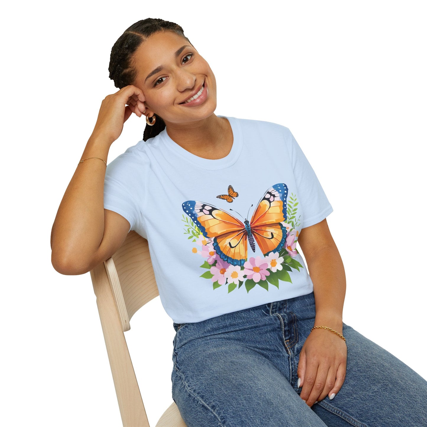 Butterfly Shirt Unisex Cotton Tee Monarch Butterfly Design Gildan Softstyle 64000 Short Sleeve