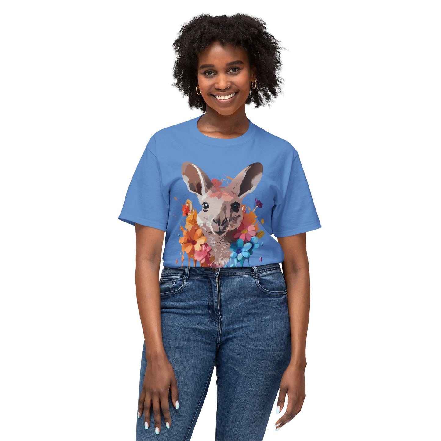 Unisex Kangaroo T Shirt HD Cotton Full Color Art Print Tee Made In USA 100 Percent Pre Shrunk