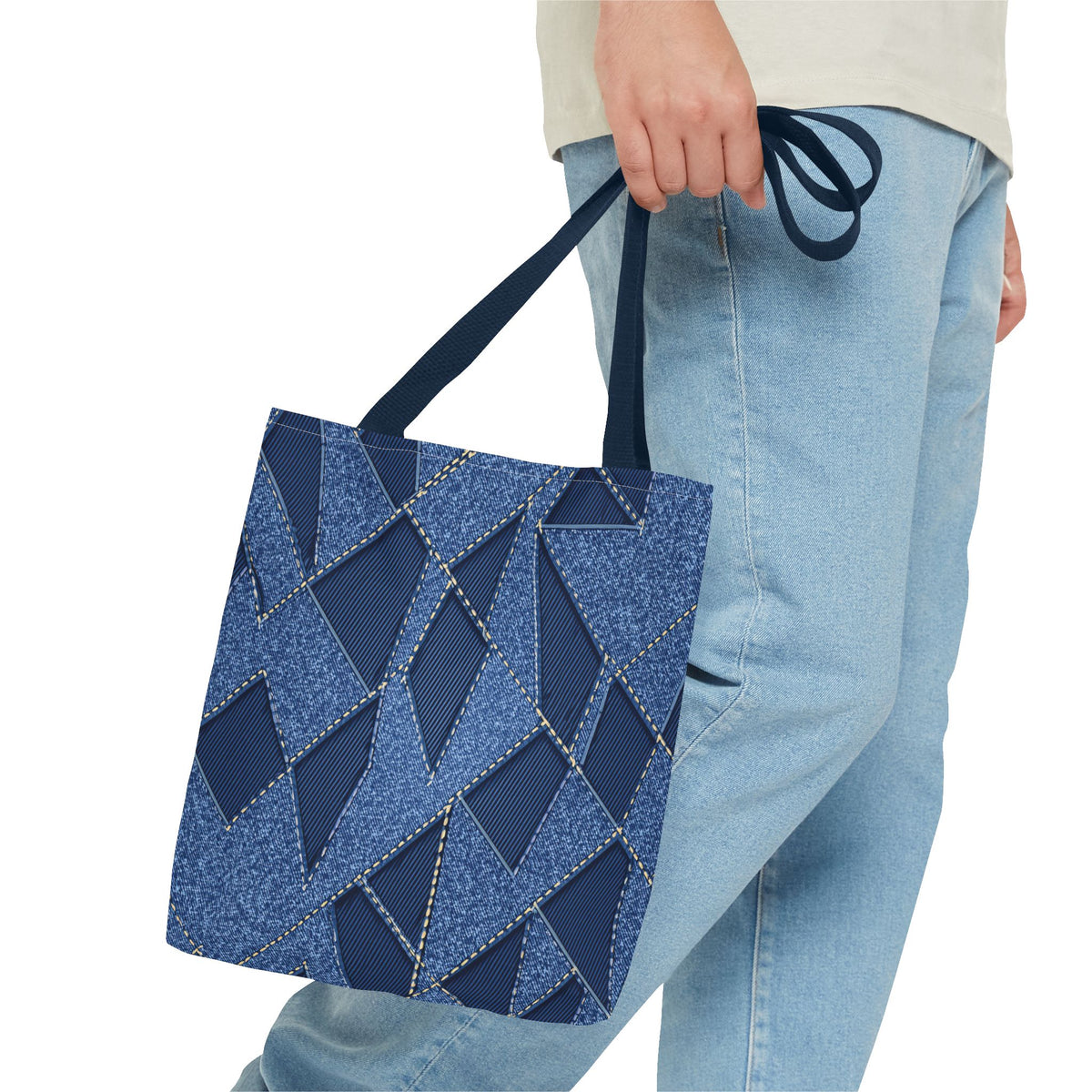 Denim Fabric Imitation Print Unisex Canvas Bag Poly Spun 3 Sizes Tote Bag 103