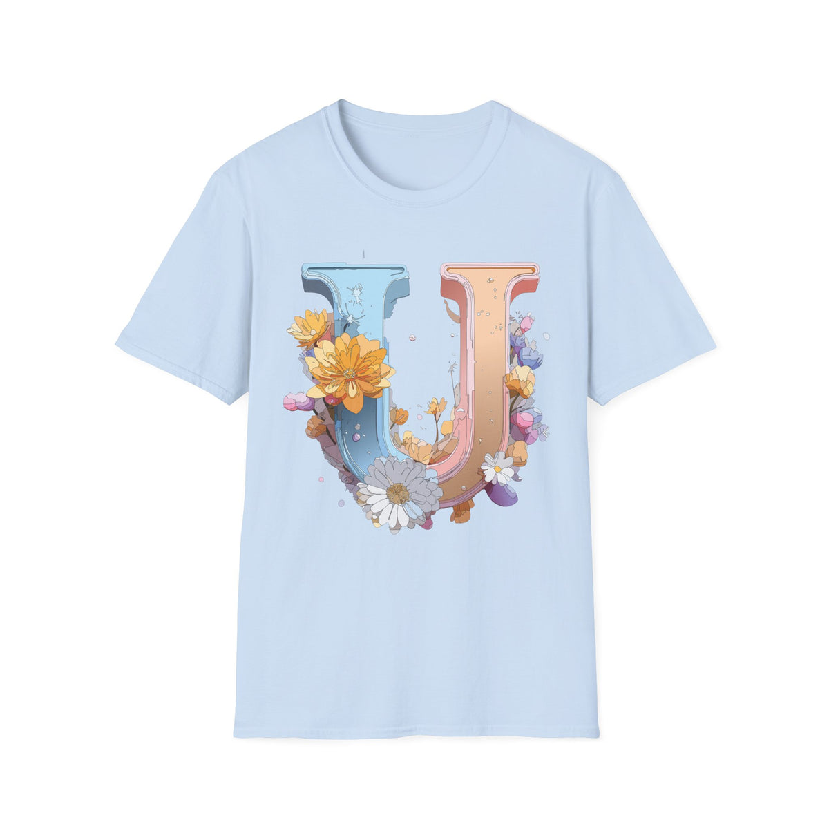 Floral Letter U T-Shirt | Botanical Monogram Tee