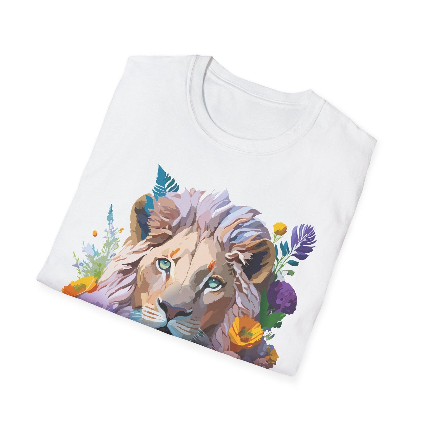 Unisex Lion Shirt Floral Lion Tee Animal Print Tee Gildan 64000