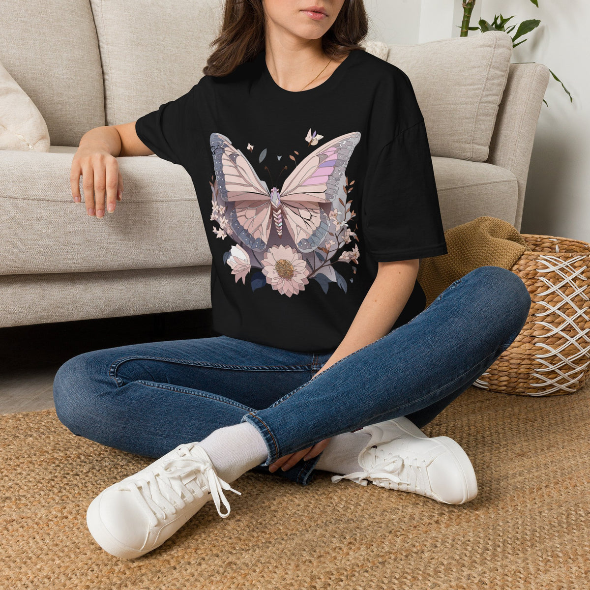 Pastel Butterfly Floral Wings Graphic Design Unisex 100 Cotton Gildan T-Shirt