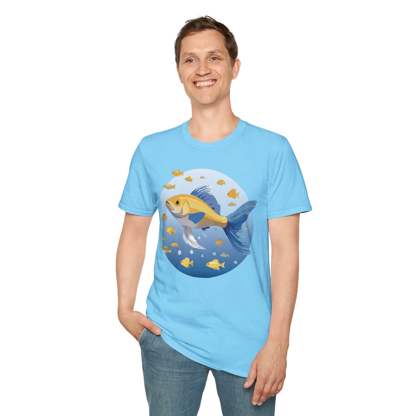 Fish Art Graphic Tee Shirt For Men And Women Unisex Cotton Softstyle Tee With Fish Artwork Design