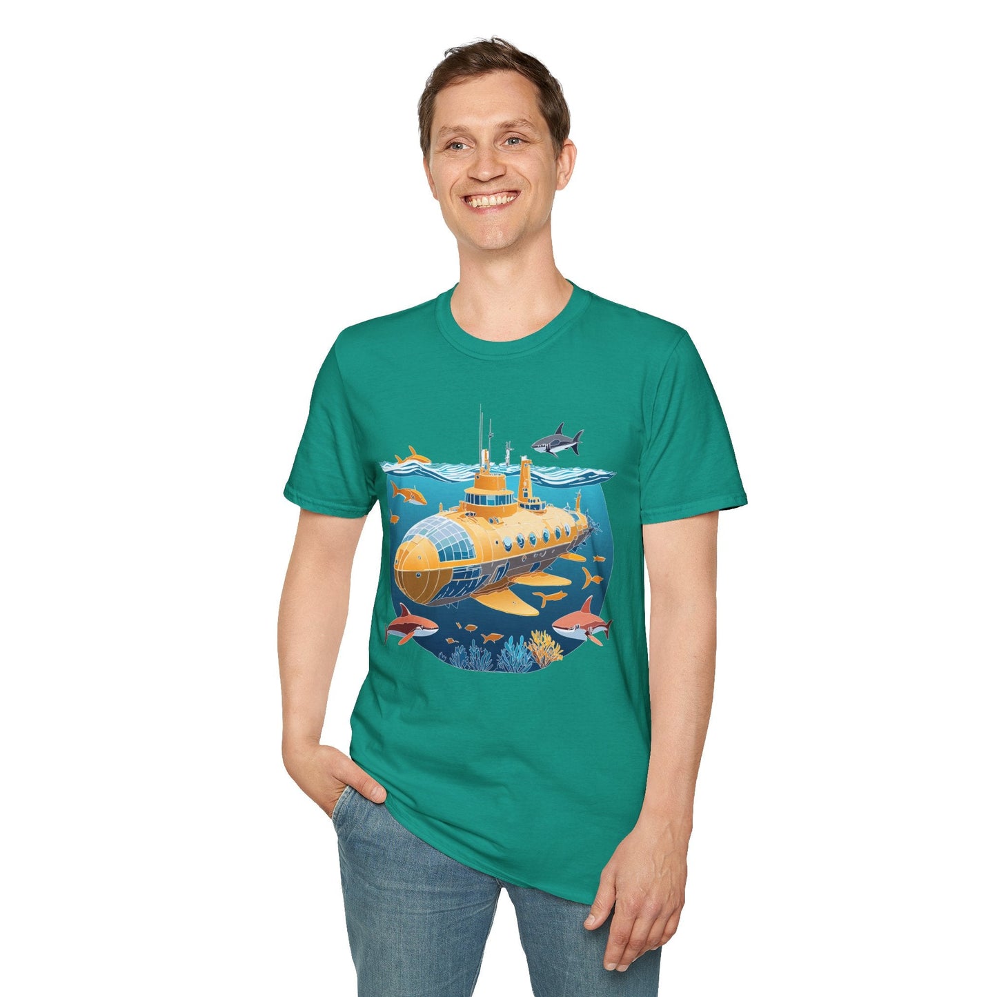 Ocean Themed Unisex Softstyle T Shirt 100 Percent Ring Spun Cotton U Boat Design Tee Everyday