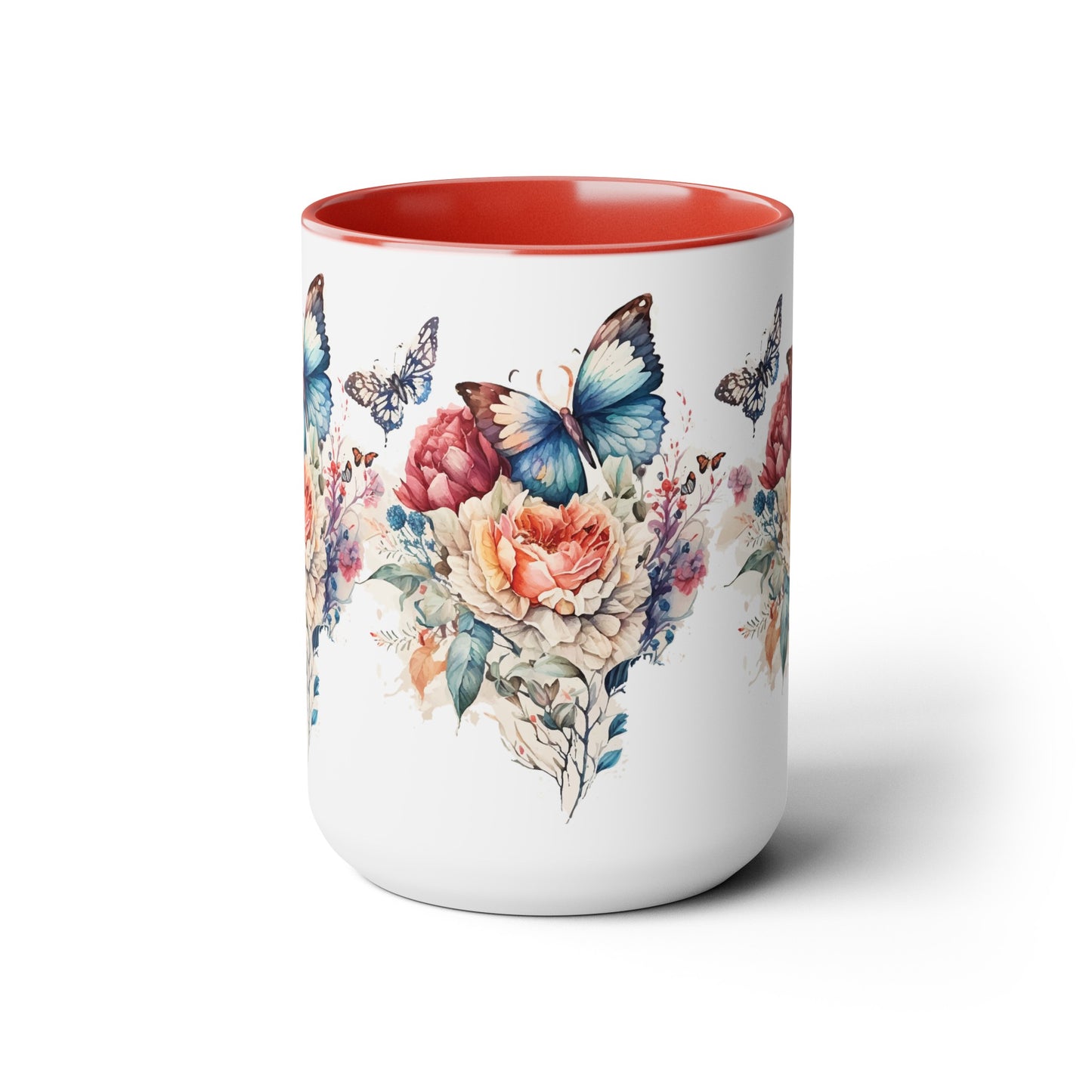 Two-Tone Coffee Mugs with butterfly