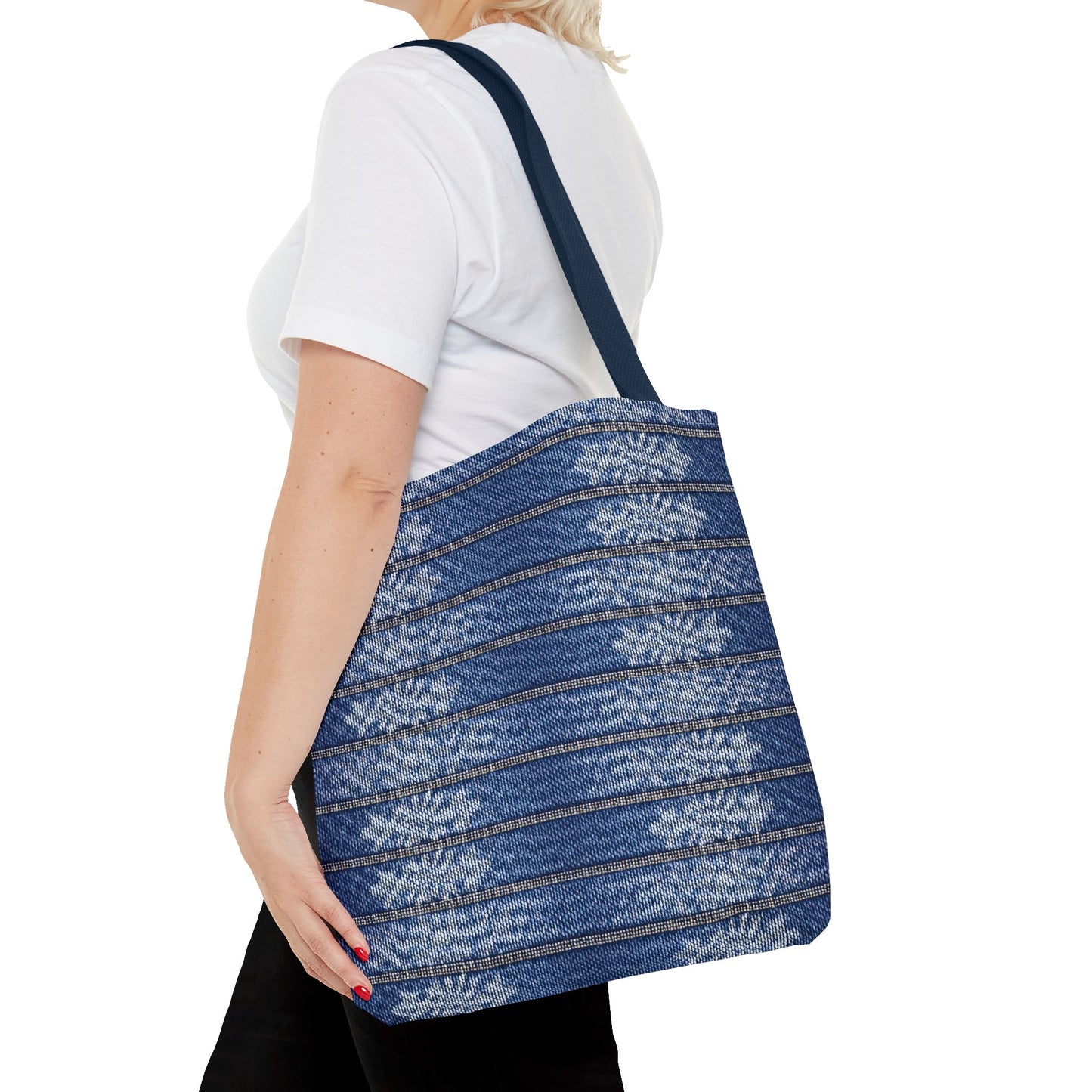Denim Fabric Imitation Print Unisex Canvas Bag Poly Spun 3 Sizes Tote Bag 113
